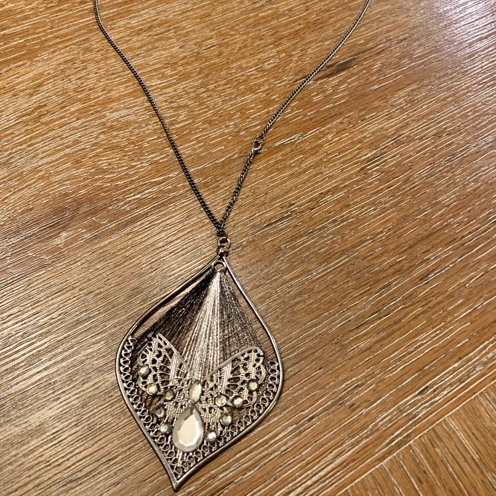 Butterfly metal long necklace